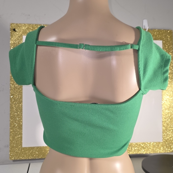 Rustydusty Ribbed Kelly Green Women's Crop Top Size Small NWOT - Picture 10 of 17